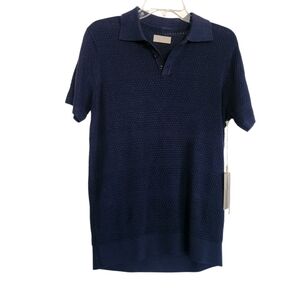 Men's Navy Blue Knit Polo Top Sz Small